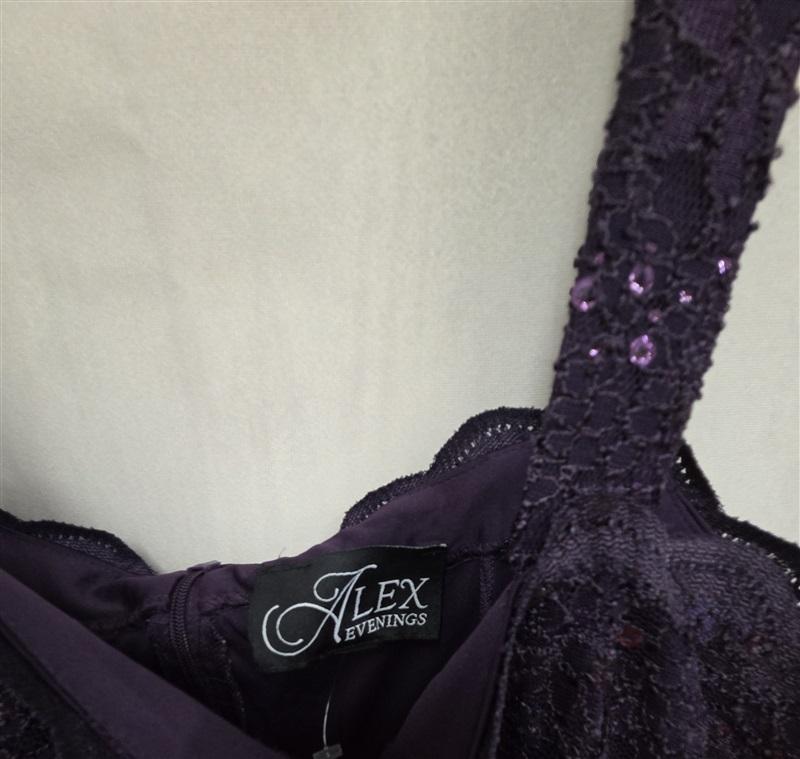 NWOT Alex Evenings 16 Lace & Satin Gown Eggplant Purple Evening Gown 125972