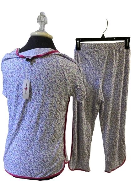 NWT Cosabella S Tuscan Raspberry Rose Micro Floral Crop Pants Pajama Set 125980