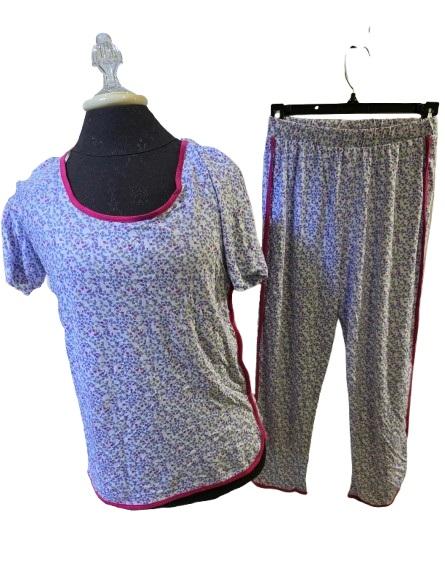 NWT Cosabella S Tuscan Raspberry Rose Micro Floral Crop Pants Pajama Set 125980