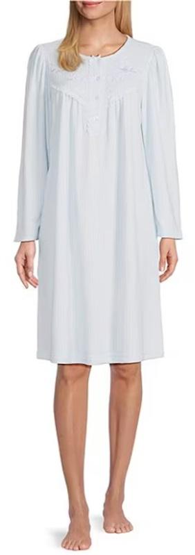 NWT Miss Elaine 1X Solid Brushed Honeycomb Long Sleeve Short Nightgown 126001