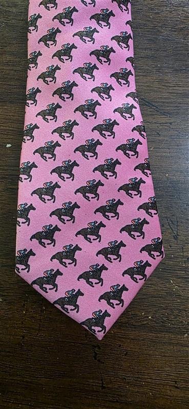 NWOT Beaux Tied Silk Pink Horse Racing Formal Classic Style Tie 126002