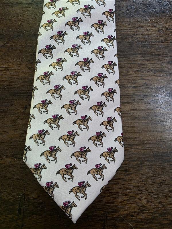 NWOT Beaux Tied Silk Pink Horse Racing Formal Classic Style Tie 126003