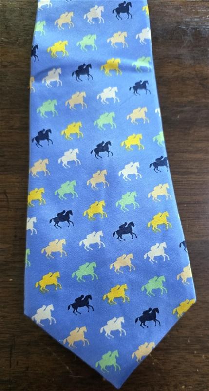 NWOT Beaux Tied Silk Blue Horse Racing Formal Classic Style Tie 126004