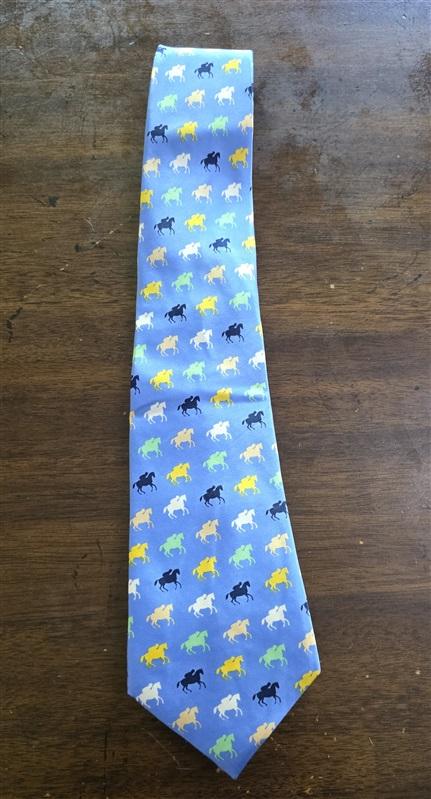 NWOT Beaux Tied Silk Blue Horse Racing Formal Classic Style Tie 126004