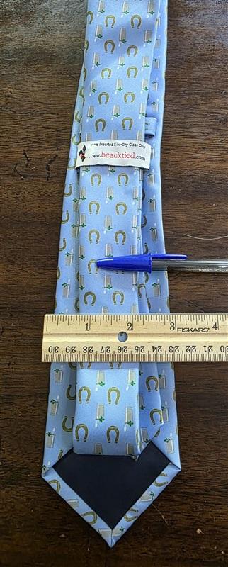 NWOT Beaux Tied Silk Blue Horse Shoe Mint Julep Racing Formal Classic Tie 126005