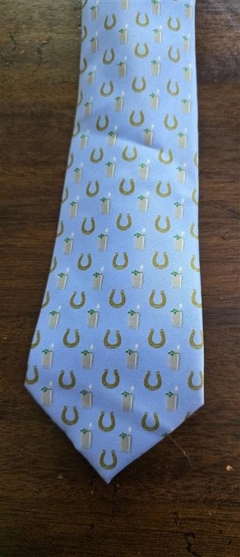 NWOT Beaux Tied Silk Blue Horse Shoe Mint Julep Racing Formal Classic Tie 126005