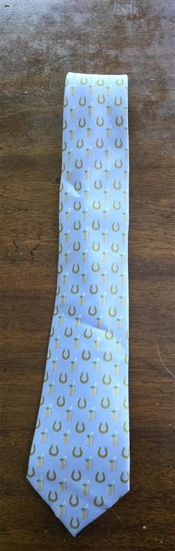 NWOT Beaux Tied Silk Blue Horse Shoe Mint Julep Racing Formal Classic Tie 126005