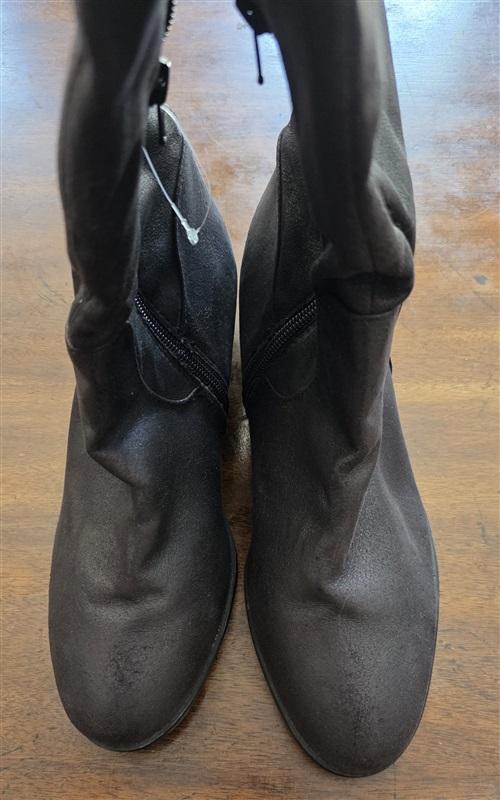 NWOT Rampage 9.5 Tommy Over Knee Riding Boots Black Faux Leather 126010