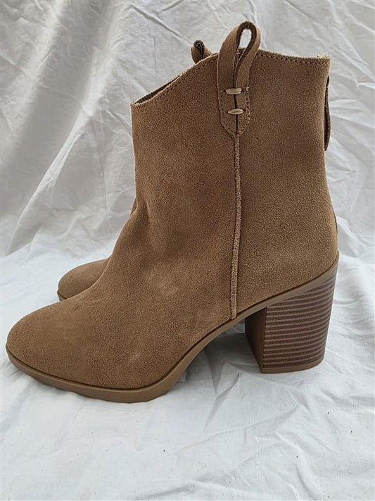 NWOT Mia 9 Faux Suede Brown Pull On Ankle Cowboy Boots 126012