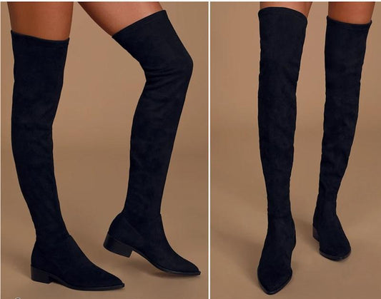 NWOT Steve Madden 6.5 Jody Black Suede Over the Knee Boots 126019