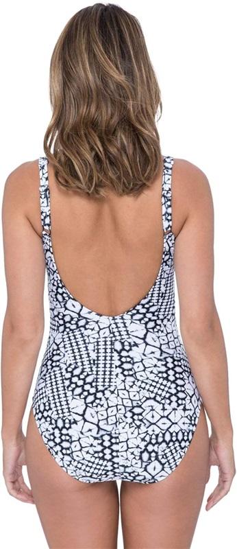 NWT Gottex Profile 12 Tribal Batik 1PC Swimsuit Black White 126030