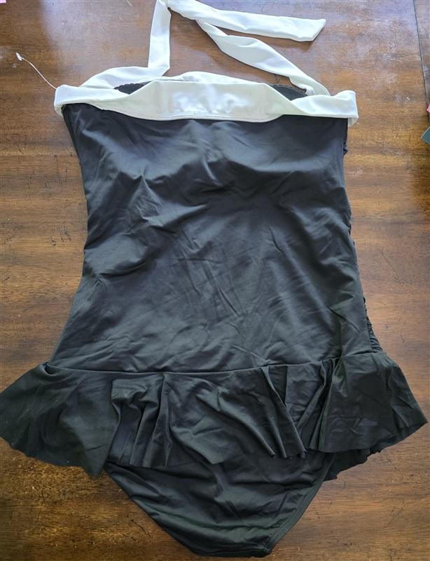 NWT Ralph Lauren 14 Bel Aire Shirred Bandeau 1PC Swimsuit Black 126038