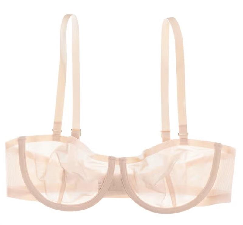 NWOT CUUP 36F The Balconette Mesh Ivory Sheer Underwire Bra 126043