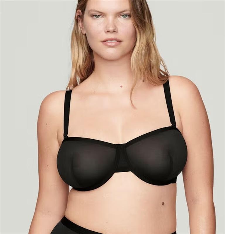 NWOT CUUP 34B The Balconette Mesh Black Sheer Underwire Bra 126045