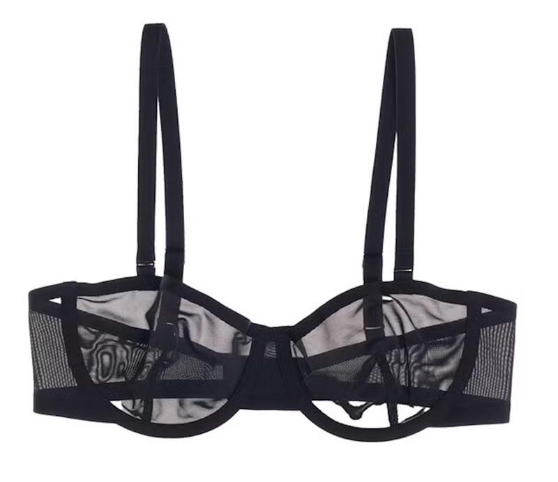 NWOT CUUP 34B The Balconette Mesh Black Sheer Underwire Bra 126045