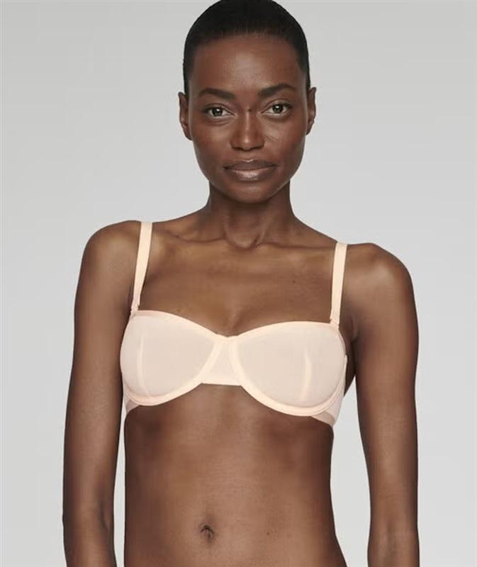 NWT CUUP 34F The Balconette Mesh Ivory Sheer Underwire Bra 126049