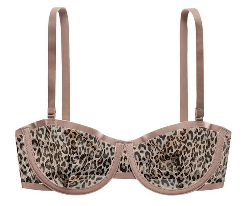 NWOT CUUP 38A The Balconette Mesh Cheetah Sheer Underwire Bra 126070