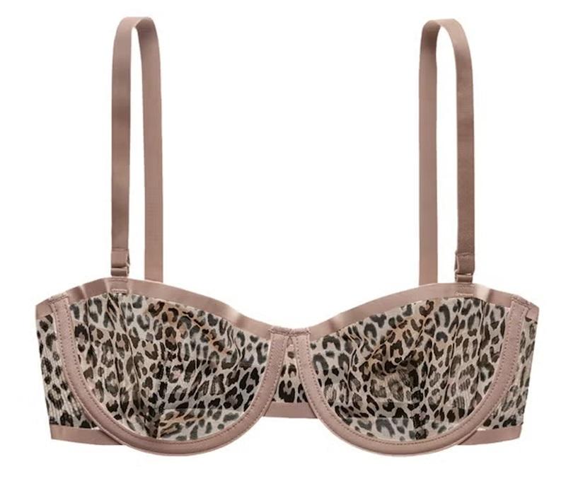 NWOT CUUP 36F The Balconette Mesh Cheetah Sheer Underwire Bra 126090