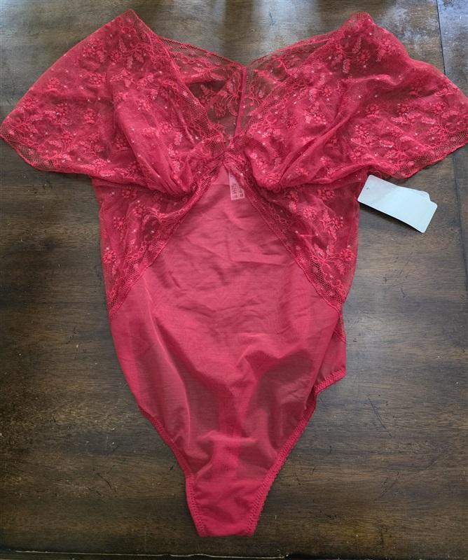 NWT Wacoal M Lifted In Luxury Bodysuit Semi Sheer 836333 Red 126134