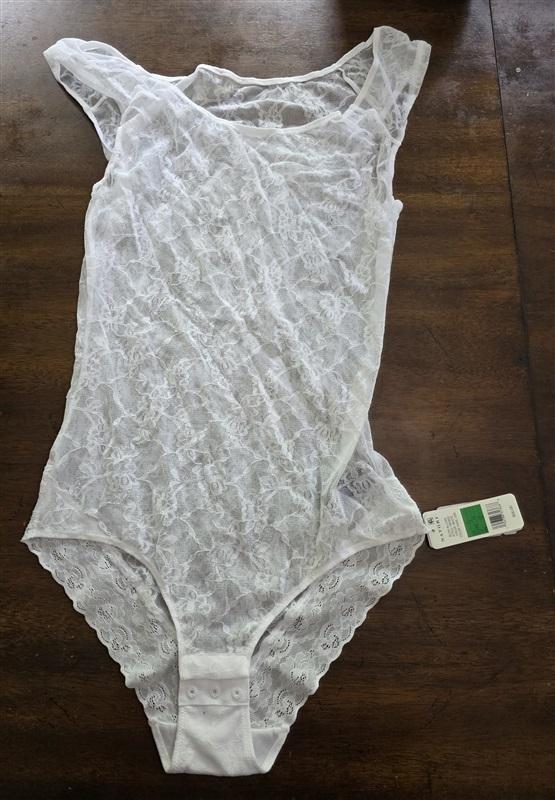 NWT Natori L Bliss Allure Lace Bodysuit 780303 White 126136
