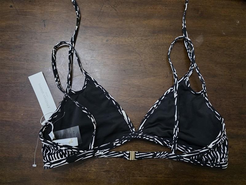 NWT Jonathan Simkhai Large Abstract Fern Triangle Bikini Top Black 126151