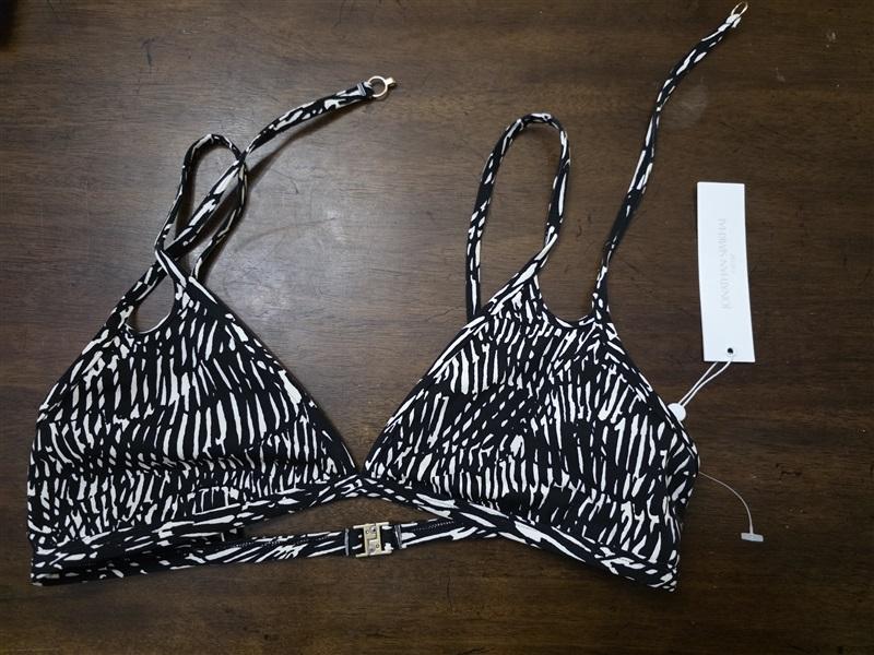 NWT Jonathan Simkhai Large Abstract Fern Triangle Bikini Top Black 126151