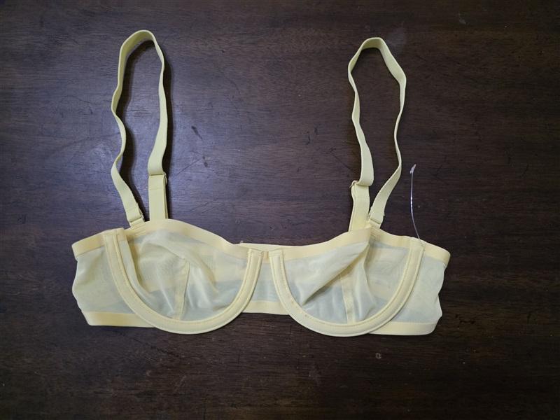 NWOT CUUP 30A The Balconette Mesh Yellow Sheer Underwire Bra 126153