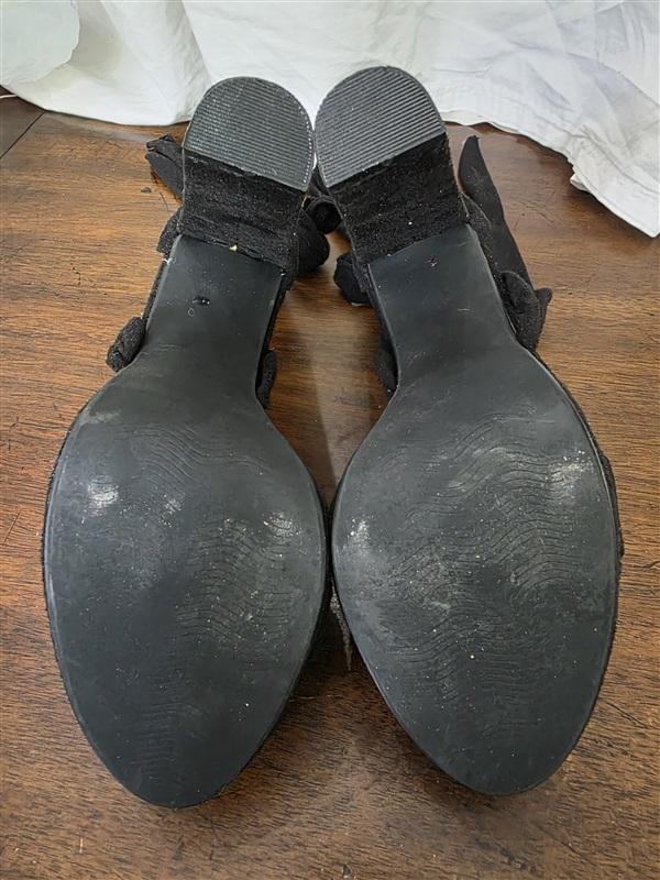 NWOT Allegra K 9.5 Black Faux Suede Lace Up Platform Block Heel Sandals 126155