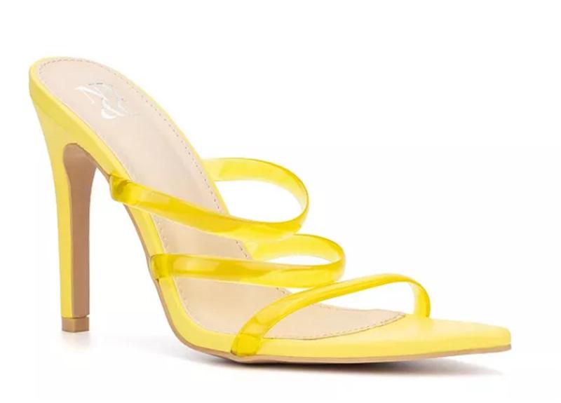 NWOT New York & Co 7 Biana Slide Heeled Sandal Yellow Jelly Strappy 126156