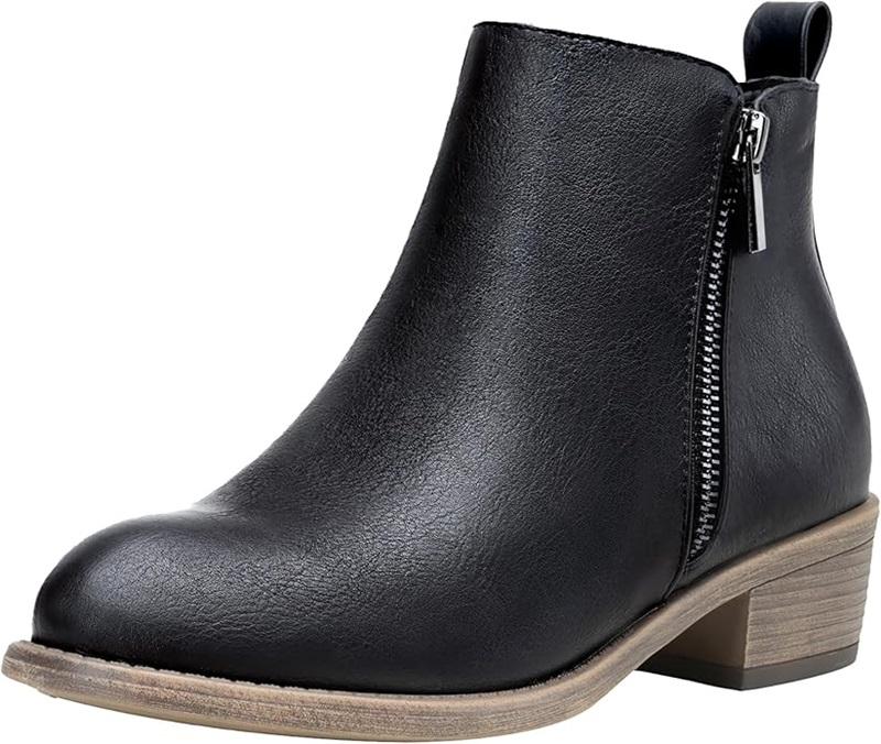 NWOT Jeossy 8.5 Ankle Boots Classic Low Heeled Short Booties Black 126177