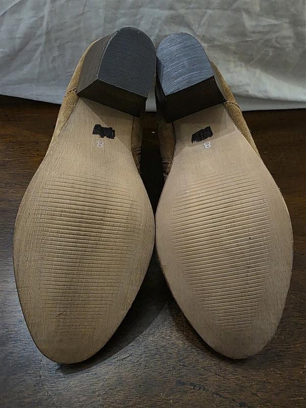 NWOT Diba 8 Tan Suede Strappy Stacked Heel Ankle Boots Booties 126180