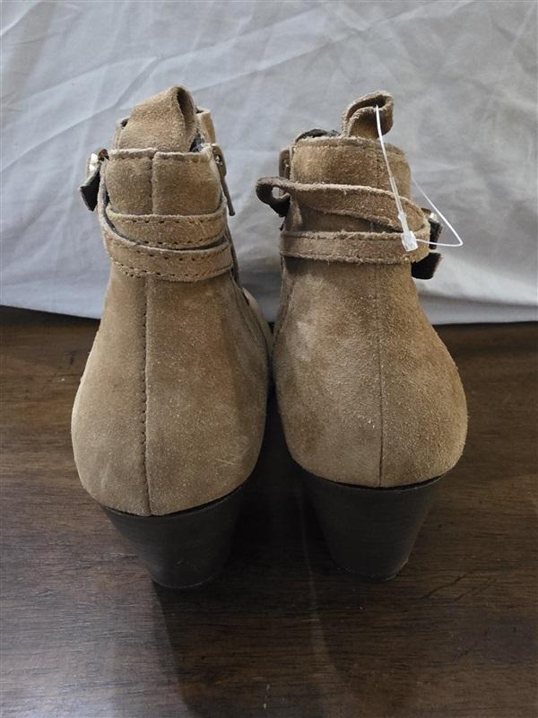 NWOT Diba 8 Tan Suede Strappy Stacked Heel Ankle Boots Booties 126180
