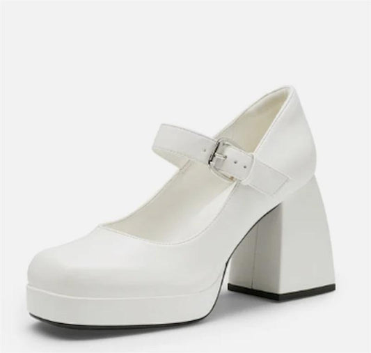 NWOTD Dream Pair 8.5 Mary Jane Platform Heels Shoes White 126184