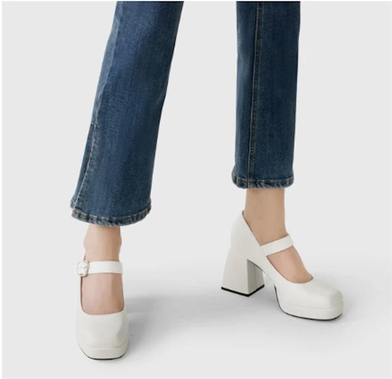 NWOTD Dream Pair 8.5 Mary Jane Platform Heels Shoes White 126184