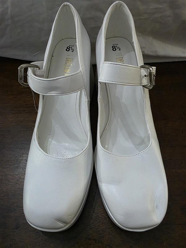 NWOTD Dream Pair 8.5 Mary Jane Platform Heels Shoes White 126184