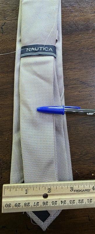 NWOT Nautica Taupe & Blue Geometric Men's Neck Tie 126195