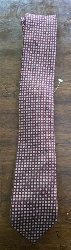 NWOT Saddlebred Burgundy Red white Gold Geometric Men's Neck Tie 126196