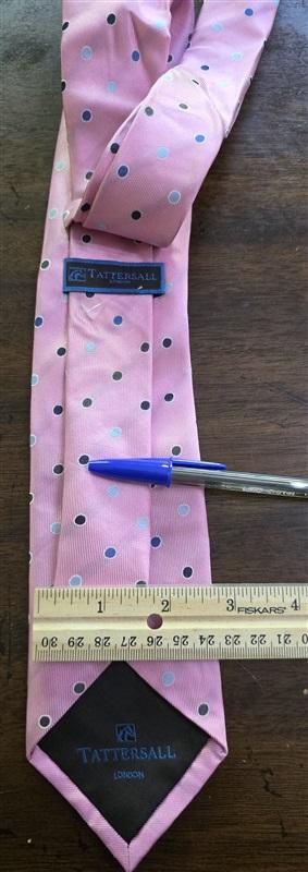 NWOT Tattersall Pink Polka Dot 100% Silk Men's Neck Tie 126198