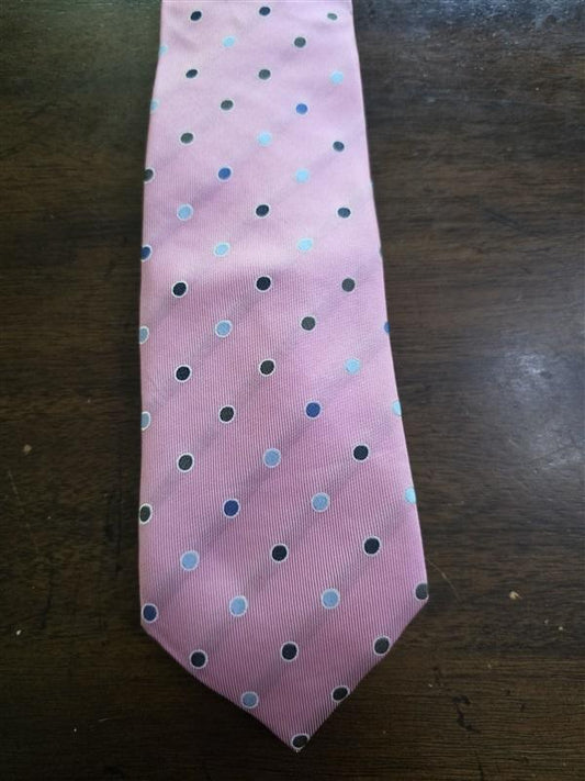 NWOT Tattersall Pink Polka Dot 100% Silk Men's Neck Tie 126198