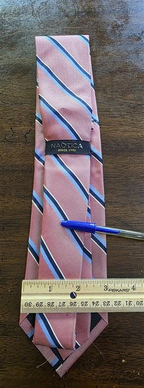 NWOT Nautica Pink Blue Stripe 100% Silk Men's Neck Tie 126201