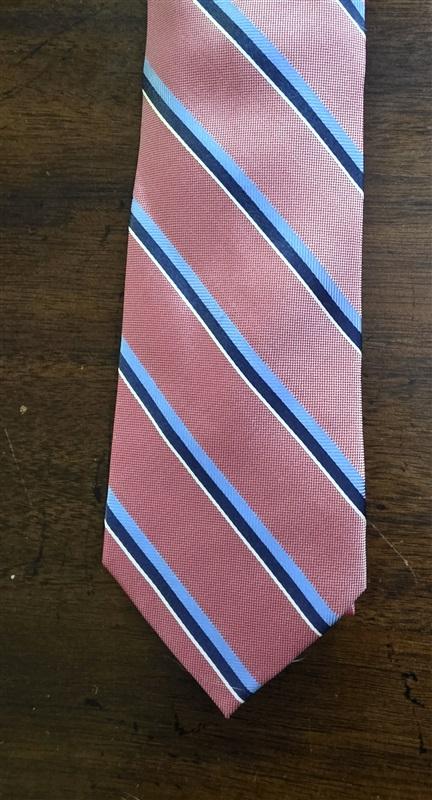 NWOT Nautica Pink Blue Stripe 100% Silk Men's Neck Tie 126201