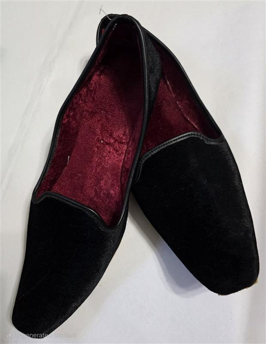 Black Velvet Sultan's Curled Toe Slippers 10 Men Women 12 126243