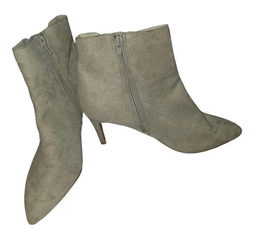 NWOTD EXPRESS 8 Faux Suede Spiked Heeled Bootie Gray 126251