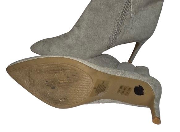 NWOTD EXPRESS 8 Faux Suede Spiked Heeled Bootie Gray 126251