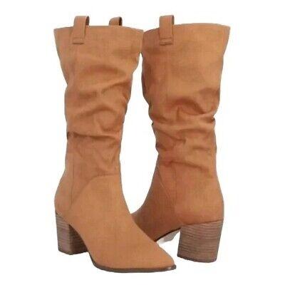 NWOTD Report 9 Tariq Slouchy Knee Boots Brown Faux Suede Western 126260