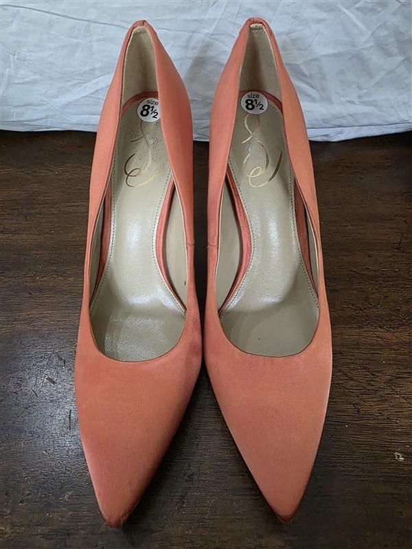 NWOTD Sam Edelman 8.5 Coral Satin Charmeuse Pumps Pointy Toe Heels 126270