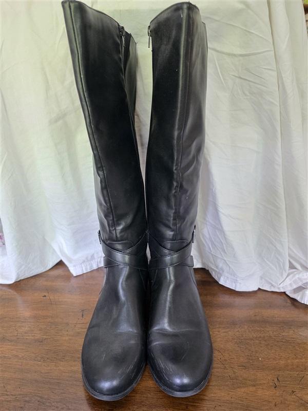 NWOT Lane Bryant 9.5 Wide Calf Faux Leather Riding Boots Black 126290