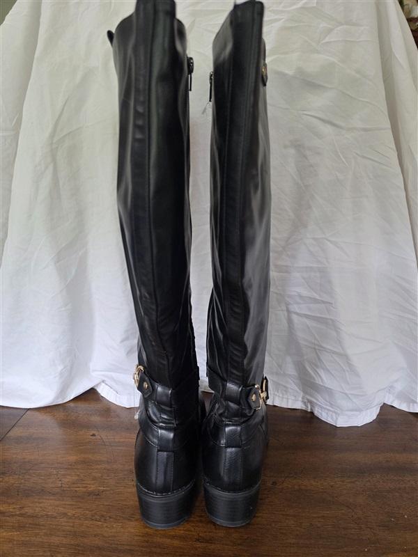 NWOT Just Fab 8.5 Wide Calf Clea Equestrian Bit Black Riding Boots 126291