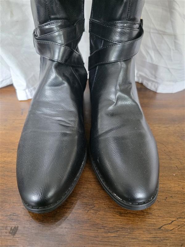 NWOT Just Fab 8.5 Wide Calf Clea Equestrian Bit Black Riding Boots 126291