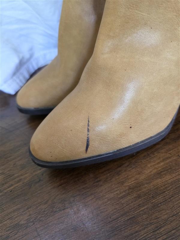 NWOTD Mia 8 Stacked Heel Beige Faux Leather Knee Boots 126294